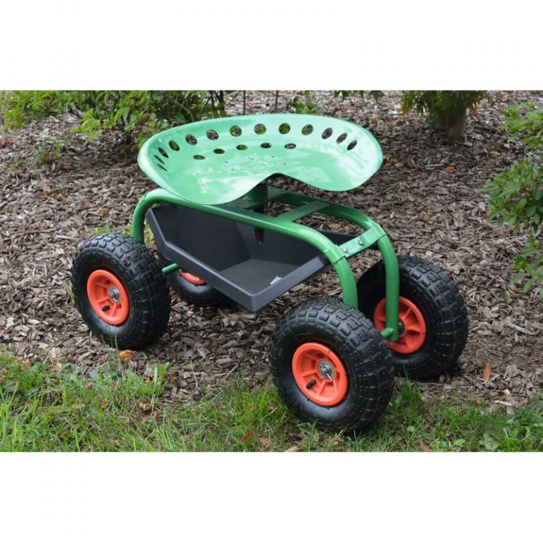Chaise De Plage Pliable Siège Jardin Waldbeck Park Ranger - Chaise Roulante Pour Jardinage Confortable Siège Pivotant Réglable Hauteur